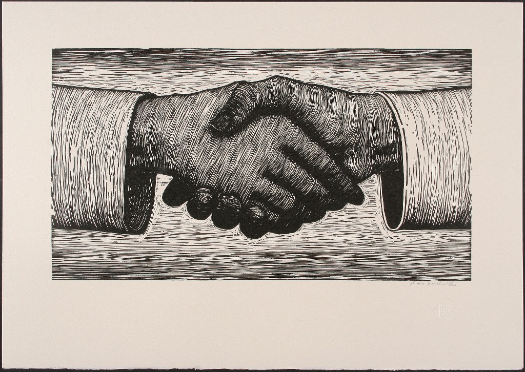 Handshake – Hand Printed Etching