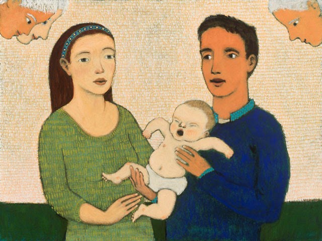 Holy Family with an Angry Baby  (SOLD)